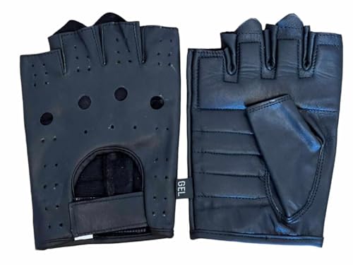 Fingerlose Handschuhe | Ohne Finger Leder Motorradhandschuhe Herren und Damen| Fingerlos Fahrradhandschuhe, Sporthandschuh, Gym Fitness Handschuhe auch für MTB Taktische Gloves (M) von Generisch