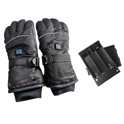 Fingerlose Handschuhe Schwarz Rot Angeln Batterie Beheizte Schnee Handschuhe Handschuhe Jagd Wiederaufladbare Radfahren Reiten Wärmer Elektrische Fäustlinge SKi Damen Handschuhe Winter (Black, L) von Generisch