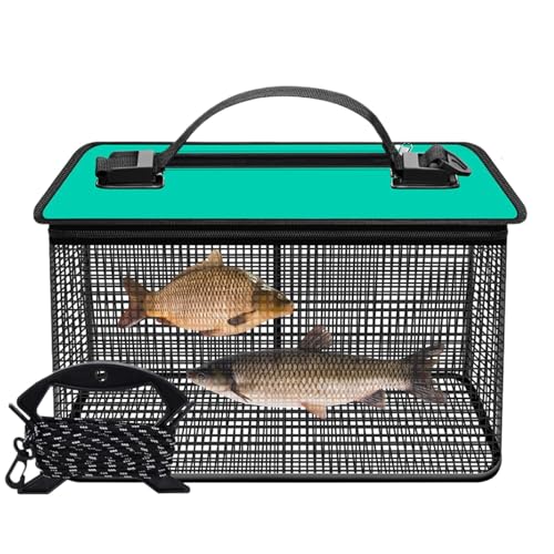 Fischkorb für gefangenen Fisch, schwimmender Fischkorb,Tragbare Fischhaltertasche - Faltbarer Korb für lebende Fische, tragbares Fischernetz, schnell trocknender Aufbewahrungskäfig für Angelköder für von Generisch