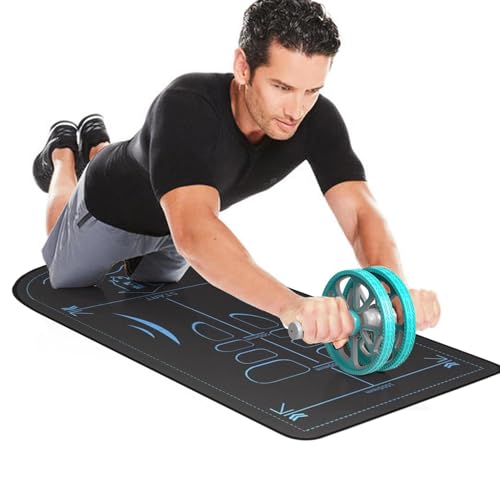 Fitnessrad Spezialmatte – rutschfeste Bauch-Roller-Matte, 7 mm dickes Kniepolster für Bauchübungen und Workouts, gepolsterter Bodenschutz für Bauchmuskel-Roller, Fitnessstudio, Yoga, Fitnessgeräte und von Generisch