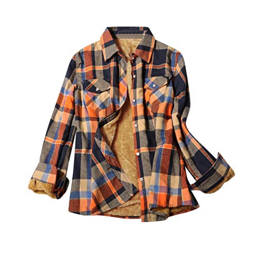 Flanellbluse Damen Fleece Warm Kariert Herbst Winter Langarm Jacke Gefüttert Plüsch Blusenshirt Hemdjacke Hemdbluse Jacket Jacke Mantel Flanellbluse Damen Fleece Warm Kariert Herbst Winter Langarm Jacke Gefüttert Plüsch Blusenshirt Hemdjacke Hemdbluse Jacket Jacke Mantel von Generisch