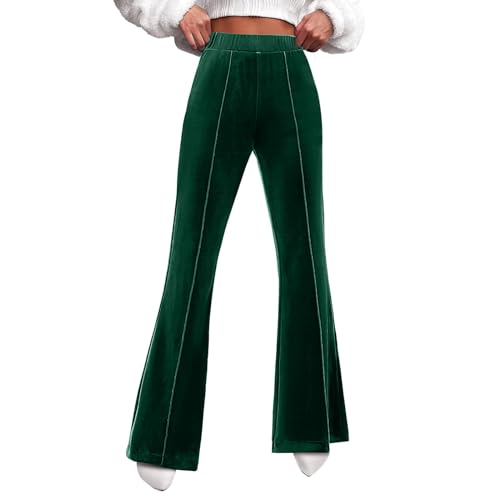 Flared Leggings Damen Yogahose - Hosen Slim Fit Freizeithose Schlag Jogginghose Elegant Lang Schlaghose Gerippte Cross Waisted Yoga Hose Casual Bootcut Mit Taschen Sporthose Laufhose von Generisch