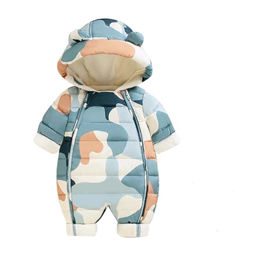 Fleeceanzug Baby, Neugeborene Baby Kapuze Strampler Verdickte Unisex Baby Romper Pullover Langarm Schneeanzug Overall Fleece Stitch Kostüm Kinder Winter Wärmer Overall Mantel Gestrickt Baby Clothes von Generisch