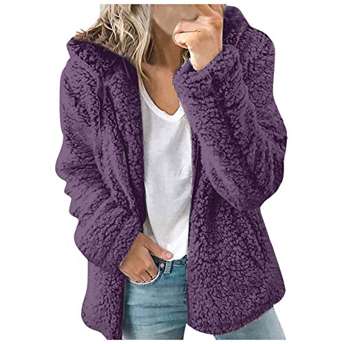 Fleecejacke Damen, Fleecepullover Damen, Teddy Fleecejacke Damen Teddyfleece Jacke Winterjacke Wintermantel Pullover Herbste Warm Fleecepullover - Mantel Teddyjacke Mit Kapuze Dame Winter Lang von Generisch