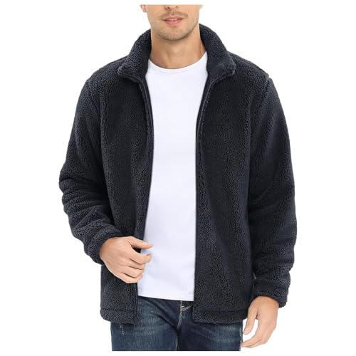 Fleecejacke Herren Teddy Jacke Casual Warme Winter Übergangsjacke Sweatjacke Männer Outdoorjacke Sportjacke Fleecepullover Mit Reißverschluss Schwarz L von Generisch