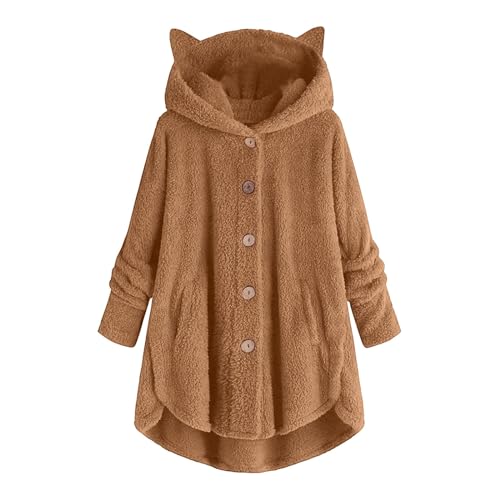 Fleecepullover Damen, Teddy Mantel Damen Winterjacke Warm Sherpa Jacke Lang Pullover Winter Passenger Clothing Fleecejacke Teddyjacke Mit Kapuze Teddyfleece - Dame Wintermantel von Generisch