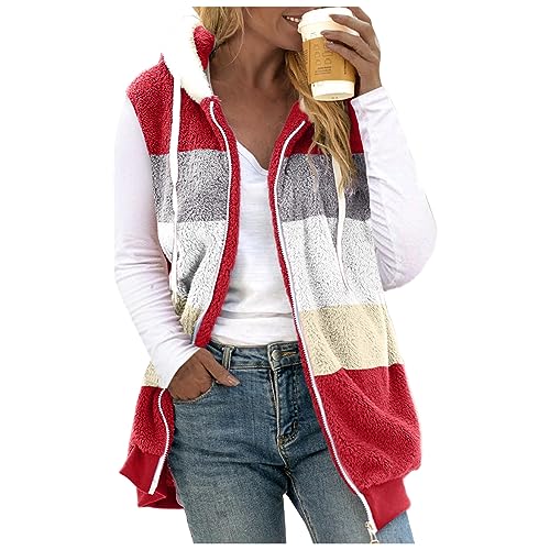 Fleecepullover Damen, Teddy Weste Teddyfleece Jacke Damen Teddyjacke Sherpa Wintermantel Flauschige Winter Teddy Winterjacke Mit Kapuze Fleecejacke Lang Kuscheljacke Herbste Mantel Warm von Generisch