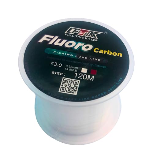 Fluorocarbon Angelschnur, 120 m, Süß- und Salzwasser, für Karpferei, Forellen, Barsch, 0,28 mm | #3 | 6,4 kg von Generisch