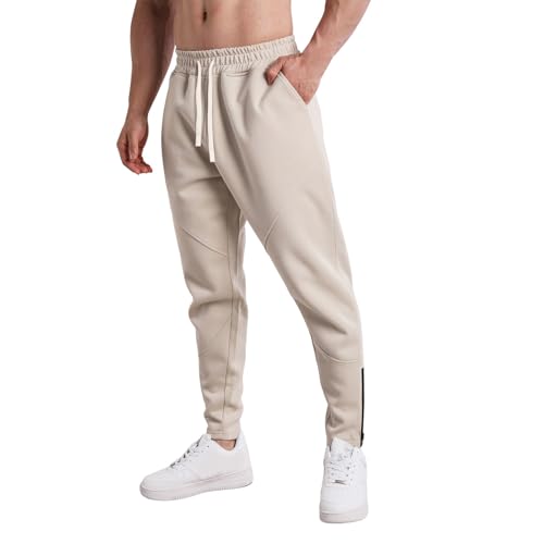 Freizeithose Herren Trainingshose Jogginghose Weiße Sporthose Lang Gym Hose Trousers for Men Bodybuilding Schlupfhose Baggy Männer Sport Yogahose Baumwolle von Generisch