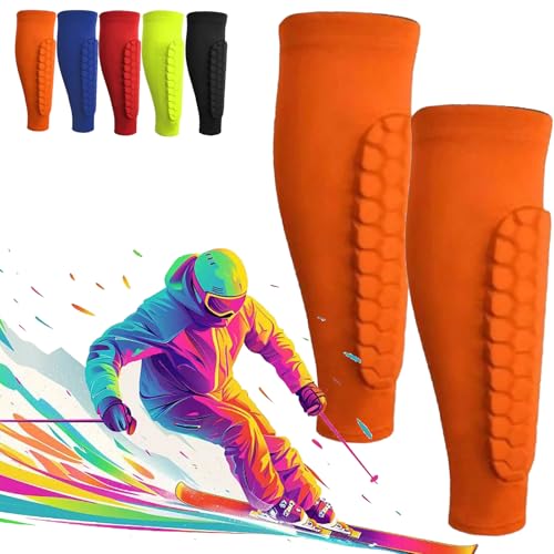 Frost Armours Ski Shields, Shin Defender Shin Guards, Shindefender Shin Guards, Ski Shin Guards, Shinbang Ski Protectors, Shin Pads for Kids and Aldult (Orange, L) von Generisch