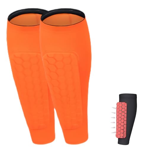 Frost Armours Ski Shields, Shin Guards with Honeycomb Pads, Long Breathable Elastic Honeycomb Anti-Collision Leggings Protective Cover for Skiing, Football, Running, Equestrian (Orange, M) von Generisch