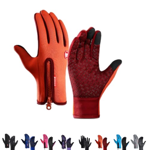 Frostfit - Thermo Handschuhe, Unisex Windproof wasserdichte Touchscreen-Winterhandschuhe, Sensitivem Premium Warm Gloves Für Herren Damen (Orange Farbe, M) von Generisch