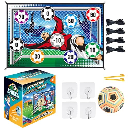 Fußball-Trainingsmatte, Kinder-Fußball-Spielset,Kleines Fußballtor-Spielzeug - Fußball-Trainingsausrüstungsset mit 1 Ball, 1 Flanellzielscheibe und 2 Erdspießen für und Mädchen ab 3 Jahren von Generisch