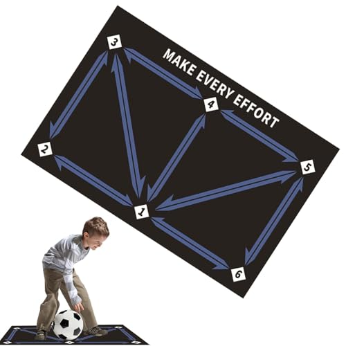 Fußball-Trainingsmatte – Fußball-Fußschritt-Trainingsmatte, Schock-Fußball-Matte, Ballkontrolle, Fußball-Trainingsmatte, Fußball-Trainingsmatte, geräuschloses Hilfs-Requisiten für Fußballliebhaber von Generisch