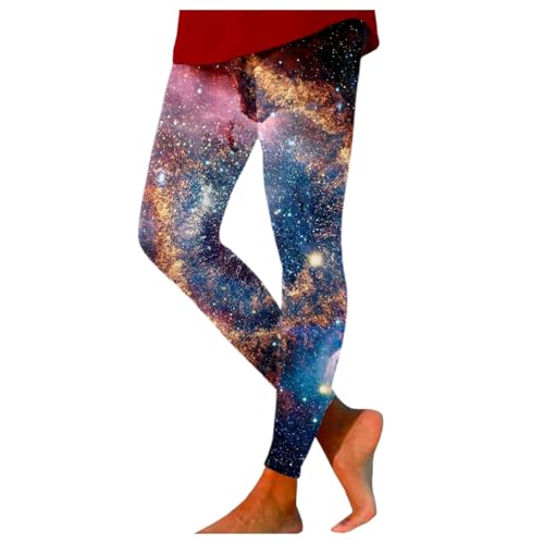 Galaxy Leggings Damen Hohe Taille Galaxy Kostüm Damen Bedruckte Bunte Leggings Yoga Hose Stretchy Yogahose Render Hosen Frauen Planeten Kostüm Glitzer Leggings Damen bunt von Generisch