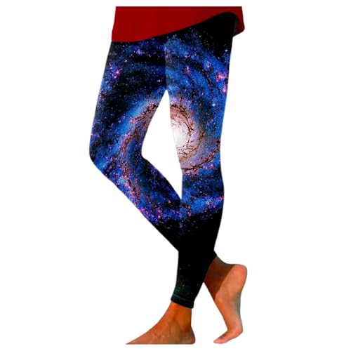 Galaxy Leggings Damen Hohe Taille Galaxy Kostüm Damen Bedruckte Bunte Leggings Yoga Hose Stretchy Yogahose Render Hosen Frauen Planeten Kostüm Glitzer Leggings Damen bunt von Generisch