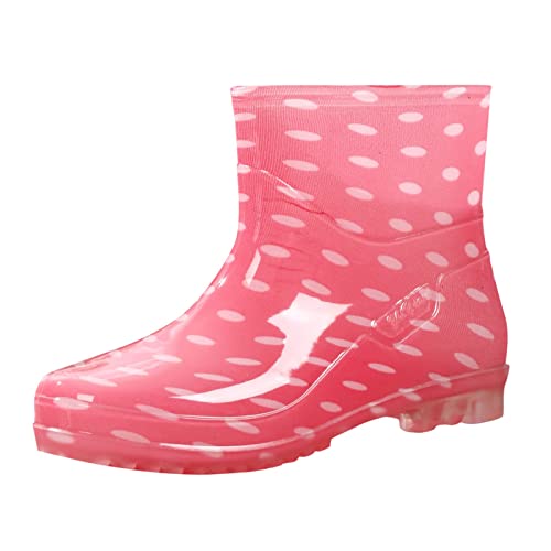 Gartenschuhe Damen Rain Boots Women Lässig Gummistiefel Gartenschuhe Halbhoch wasserdichte Regenstiefel PVC Garten Halbhohe Kurz Regenschuhe Gumischtifel Stiefel Gummistiefeletten Rosa EU 38 von Generisch