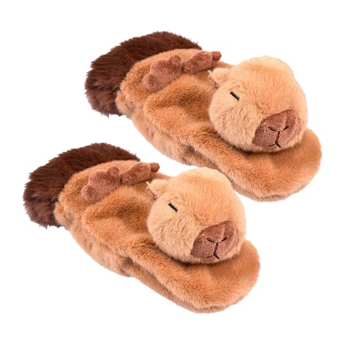 Gefüllte Capybara-Handschuhe, gefüllte Fäustlinge für Damen, Winter-Capybara-Handschuhe, Handschuhe mit Animal-Print, Wintersporthandschuhe, Thermo-Fahrradhandschuhe, dicke Winter-Fäustlinge, bequeme von Generisch