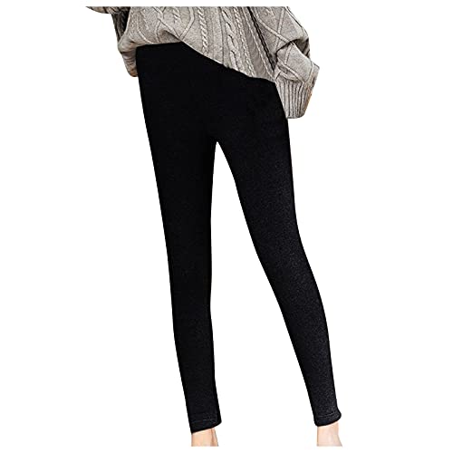 Gefütterte Leggings Damen, Outlet Angebote, Winter Leggings Damen Gefüttert Gefütterte High Waist Fleece Thermo Schwarz Treggings Unterwäsche Hose Winterhose von Generisch