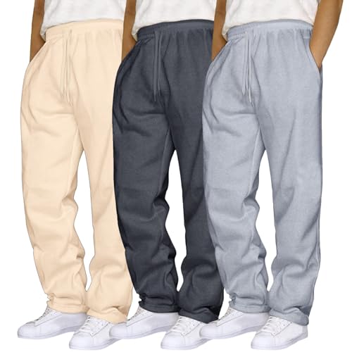 Generisch 3PC Jogginghose Herren Hip Hop Hose Casual Solid Color Track Workout Hose mit Tasche und Kordelzug Stück Trainingshose Baggy Sporthose Lang Laufhose Wandern Hose von Generisch