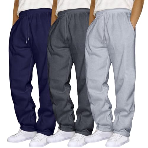 Generisch 3PC Jogginghose Herren Hip Hop Hose Casual Solid Color Track Workout Hose mit Tasche und Kordelzug Stück Trainingshose Baggy Sporthose Lang Laufhose Wandern Hose von Generisch