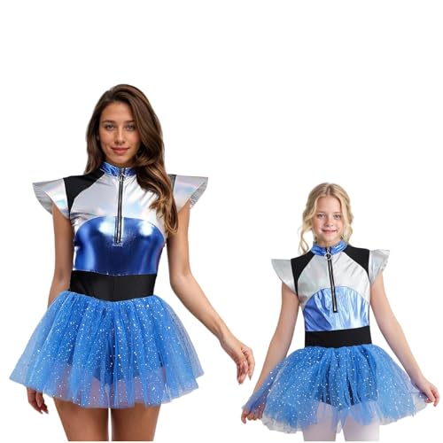 Generisch Alien Kostüm Damen Space Girl Kostüm,Space Girl Kleid Weltall Astronauten Kostüm,Karneval Fasching Party Outfits,Weltall Astronauten Kostüm von Generisch