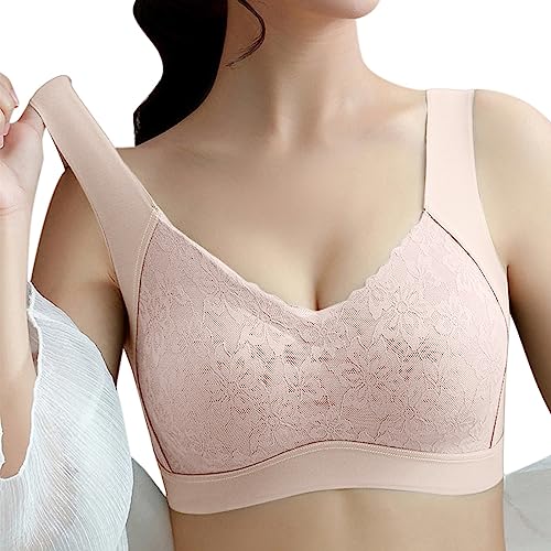 Generisch BH Damen Ohne Bügel Push Up - Damen Nahtlos Spitzen BH V-Ausschnitt Bralette Weicher Push-Up BH Gepolstert Klassische Bustier Sport BH Für Alltag Yoga Fitness von Generisch