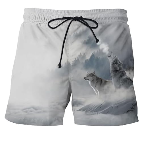 Generisch Badeshorts Herren Wolf Herren-Badehose Badeshorts Herren 3D Druck Sommer Strandshorts Schnell Trocknend, Boardshorts Mit Bungee-Kordelzug Swim Trunks S-6XL (Styple 13#,4XL) von Generisch