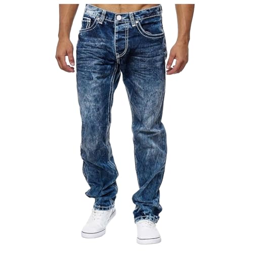 Generisch Baggy Jeans Herren Skater Straight Hellblaue Pants Baggy Hose Hip Hop Große Größen Stretch Streetwear Cargo Jeans Coole Vintage Lange Hose Jeans Blau XL von Generisch