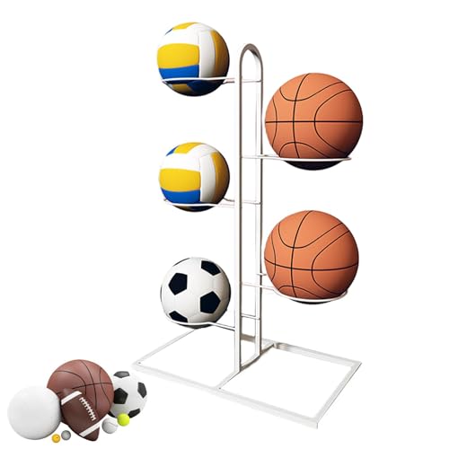 Generisch Ball-Aufbewahrungsregal, Abnehmbarer 5-stöckiger Würfel-Fußballständer, Vertikaler Ballständer, Präsentationsständer Für Volleyball, Basketball, Fußball, Vertikale Ballaufbewahrung von Generisch