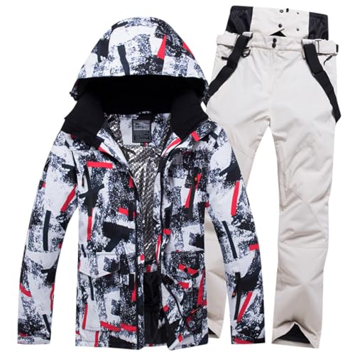 Generisch Befristetes Angebot Heute, Skianzug Herren 2 Teilig Set Winter Thermoanzug Wasserdicht Skibekleidung Snowboardjacke Warm Ski Anzug Thermo Overall Snowboard Set Schneeanzug Langlaufski Set von Generisch