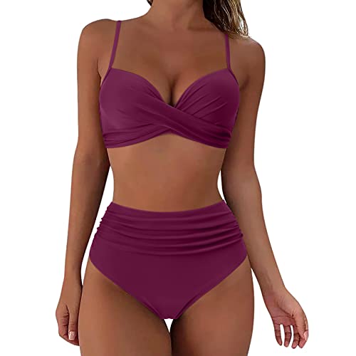 Generisch Bikini Damen Set Badeanzug, Push Up Bikini Kordelzug Badeanzüge Für Frauen, Triangel V-Ausschnitt Rückenfrei Sexy Strandmode Sommer Bikini Damen Swimsuits Formend Badebekleidung von Generisch