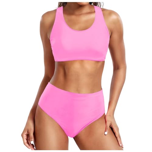 Generisch Bikini Damen Set Bauch Weg, Shape Badeanzug Damen Kordelzug Side Bikini, V-Ausschnitt Bikini-Oberteile Und High Waist Bikini-Unterteile Mit Cups Swimsuits for Women Bauchweg Schwimmanzug von Generisch