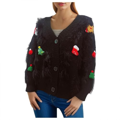 Generisch Christmas Sweater, Black Friday Angebote 2024, Weihnachtspulli Oberteil Damen Hässliche Weihnachtspullover Familie Set Lustig Katzen Pullover Lang Baumwolle Weihnachten von Generisch