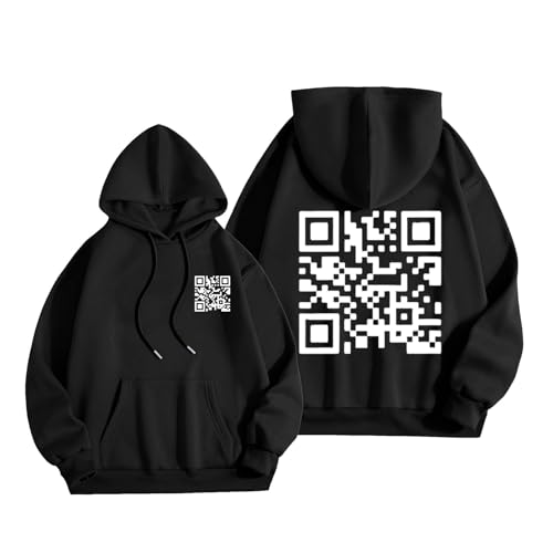 Generisch Custom Hoodie- Unisex Qr Code Shirt Hoodie Qr-Code Auf Der Rückseite Aufgedruckt Scan Me Dein Persönlicher Qr Code Funny Qr Code Hoodie for Men and Wonmen von Generisch