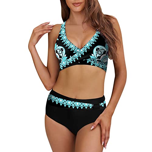 Generisch Damen Bikini Set Badeanzug, Tankini Damen Bauchweg Lace Up Bikini, Sexy Strandmode Swimsuits 2025 Neues Modell Hohles Design Crossback Cut Out Swimsuits Swimwear Badebekleidung von Generisch