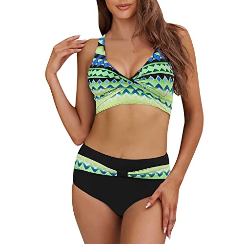 Generisch Damen Bikini Set Wickeloptik, String Bikini Push Up Badeanzüge Für Damen, Strandmode Damen Sommer 2025 Neues Modell Hohles Design V Ausschnitt Swimsuits Swimwear Badebekleidung von Generisch