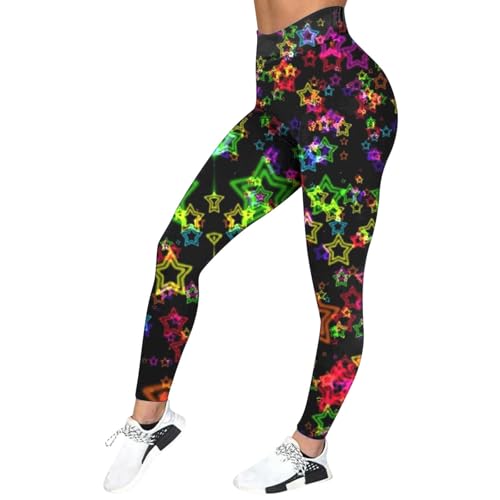 Generisch Damen Leggings Bunte Muster Leggings Trainingshose Sport Walking-Hose Bequeme Lockere Sweater Sport Stretch Strumpfhose Karneval Leggings von Generisch