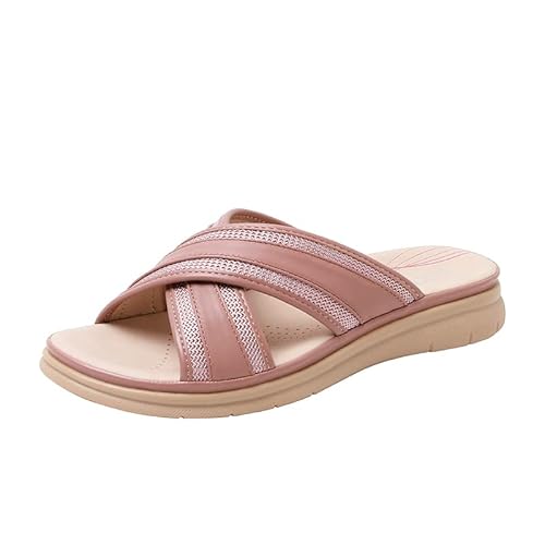 Generisch Damen-Pantoletten-Sandalen, Slip-on-Slipper, Fußgewölbeunterstützung, superweiche, Bequeme Hausschuhe, Damen-Strand-Walking-Slider-Sandalen, Größe 2,5–8 UK von Generisch