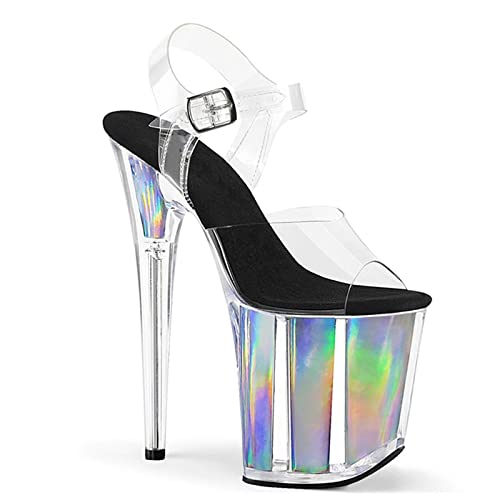 Generisch Damen-Sandalen mit hohem Absatz, Stiletto-Plattform, transparent, Fischmaul, modische Schuhe, sexy Nachtclub, Pole Dance, 20 cm, modische Schuhe von Generisch