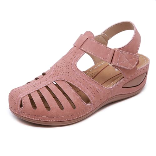 Generisch Damenmode-Sandalen, runde Zehen, Gladiator-Hausschuhe, bequem, atmungsaktiv, ausgehöhlt, römische Sandalen, Outdoor-Casual-Walking-Hausschuhe von Generisch