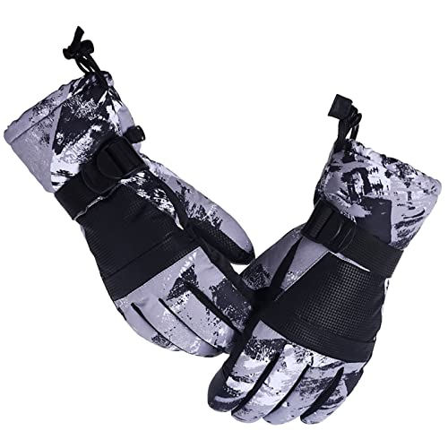 Generisch Eltern-Kind-Winter-Ski-Handschuhe Warme Handschuhe Warme süße Bedruckte Handschuhe Reithandschuhe Winddichte Kinderhandschuhe Handschuhe Damen Winter Wolle (Grey, 7-9 Years) von Generisch