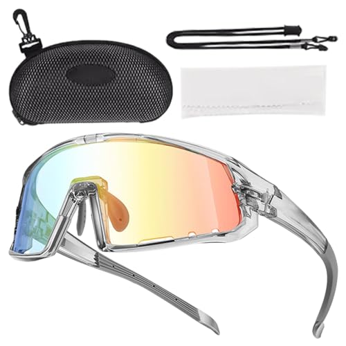 Generisch Fahrradbrillen,Fahrradbrillen, Fahrradbrille, Sport-Sonnenbrille mit UV-Schutz, farbwechselnde Fahrradbrille für Outdoor-Radfahren und Laufen von Generisch