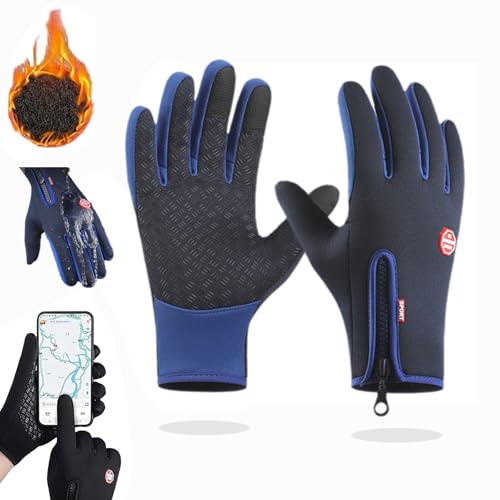 Generisch Frostfit - Thermo Handschuhe, Winter Fahrradhandschuhe Herren Damen, Premium Warm Gloves mit Winterfest, Wasserabweisend und Touchscreen-Funktion (Blau, L) von Generisch