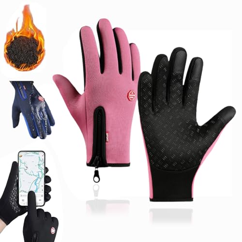 Generisch Frostfit - Thermo Handschuhe, Winter Fahrradhandschuhe Herren Damen, Premium Warm Gloves mit Winterfest, Wasserabweisend und Touchscreen-Funktion (Rosa, XXL) von Generisch