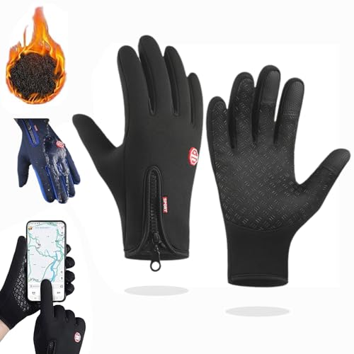 Generisch Frostfit - Thermo Handschuhe, Winter Fahrradhandschuhe Herren Damen, Premium Warm Gloves mit Winterfest, Wasserabweisend und Touchscreen-Funktion (Schwarz, M) von Generisch