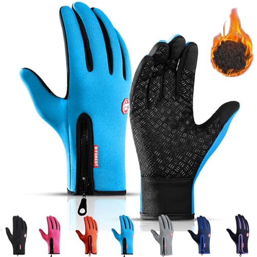 Generisch Frostfit – Thermo Handschuhe FüR Jedes Abenteue, Winddicht Mit Touchscreen Funktion Wasserdicht Warme Winterhandschuhe Herren Damen (Light Blue, XL) von Generisch