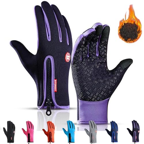 Generisch Frostfit – Thermo Handschuhe FüR Jedes Abenteue, Winddicht Mit Touchscreen Funktion Wasserdicht Warme Winterhandschuhe Herren Damen (Lila, L) von Generisch