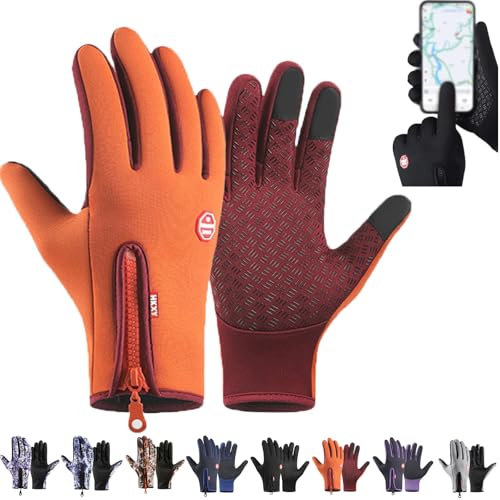 Generisch Frostfit - Thermo Handschuhe Perfekt für jedes Abenteuer, Warme Winterhandschuhe mit DREI-Finger-Touchscreen-Funktion und Wasserbeständigkeit (Orange, XL) von Generisch