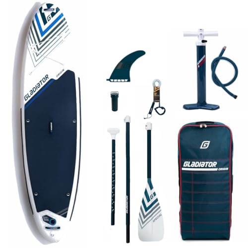 Generisch Gladiator Origin 10'8" SC x 34" SUP Board Set 2024 – weiß I Double Layer Konstruktion I 3-teiliges Fiberglas Paddel I Bravo Doppelhubpumpe I Allround Finne I Rucksacktasche von Generisch